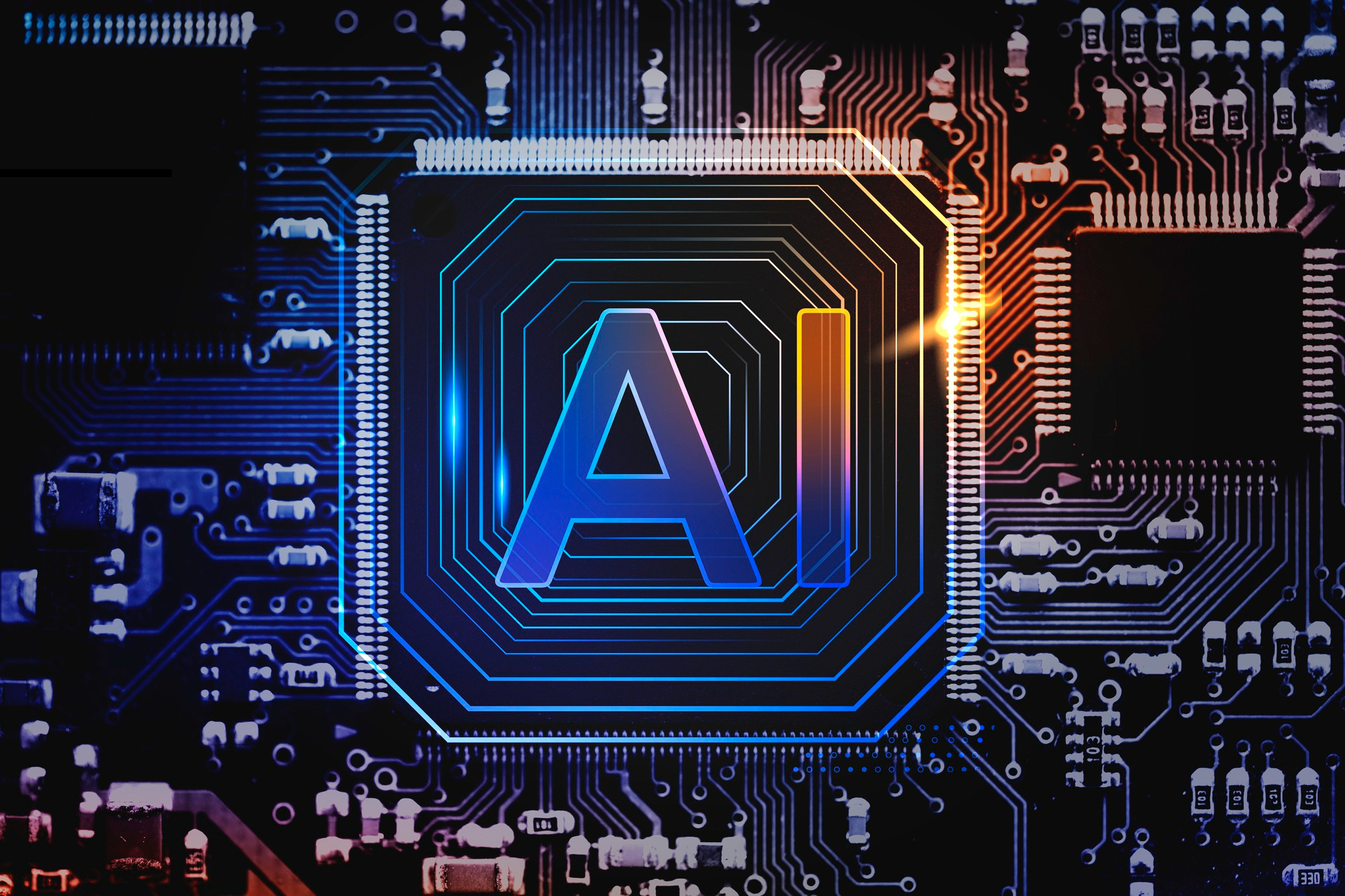 The circuit boards of a predictive and generative AI platform.